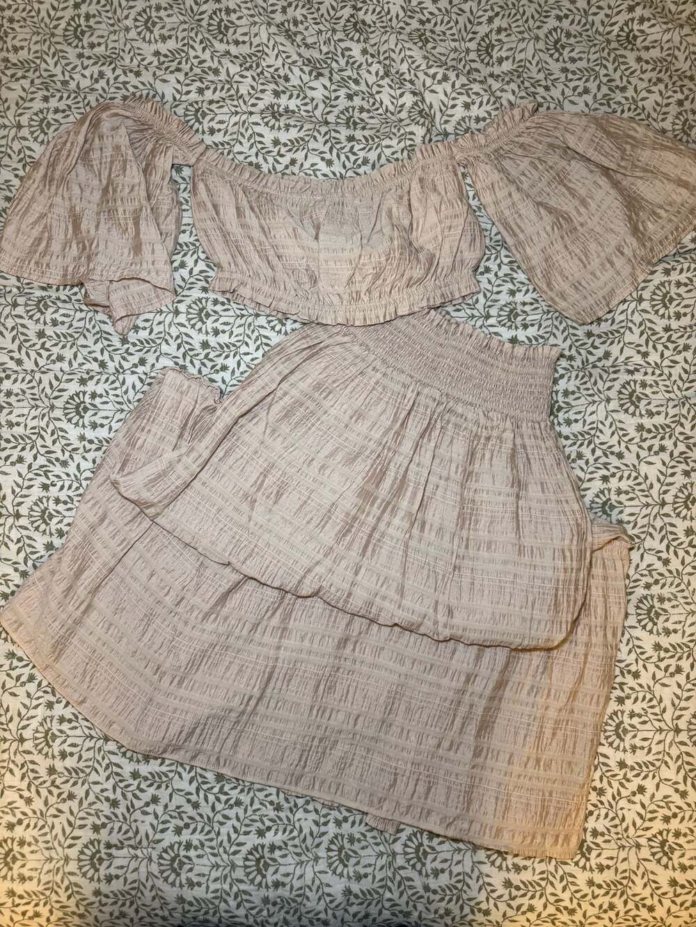 Angel Maternity Chantal 2 Piece Off-The-Shoulder Crop Top and Skirt Set